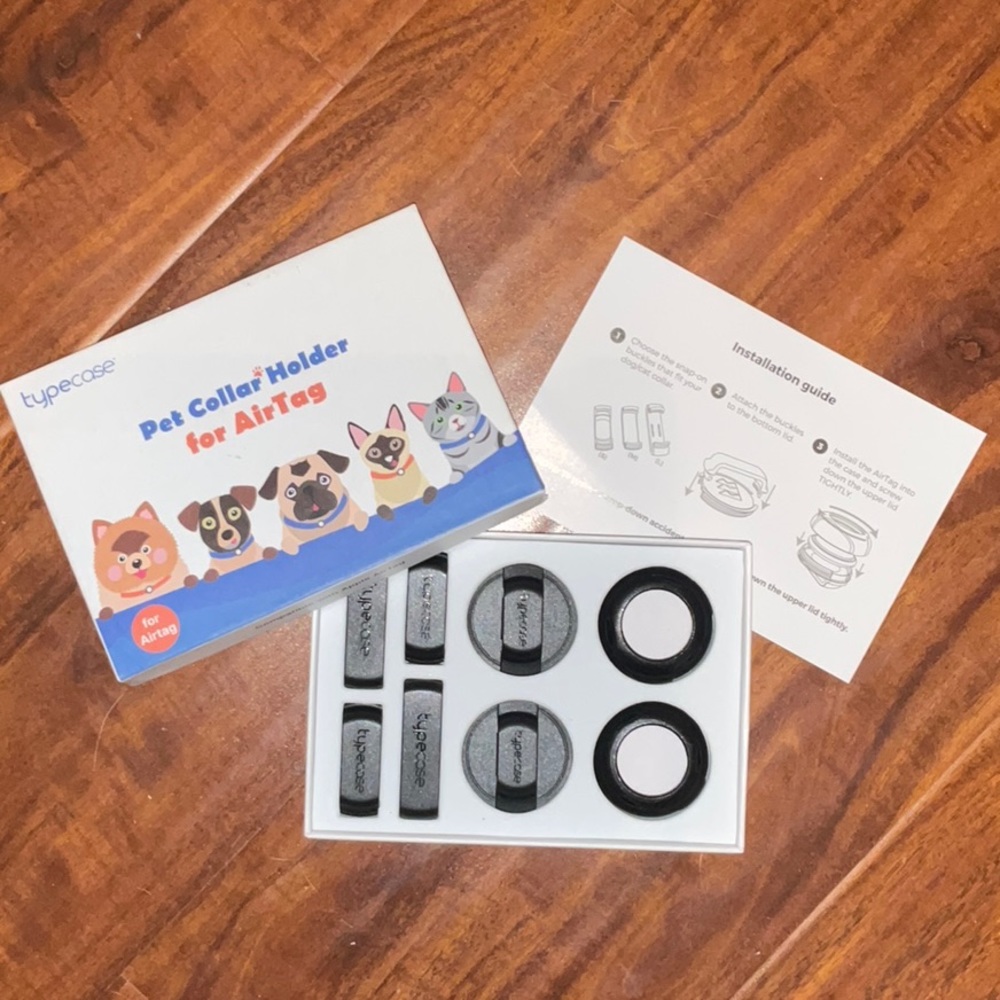 AIRTAG CAT/DOG COLLAR HOLDER BLACK (2 PACK) PLASTIC WATERPROOF; NWT